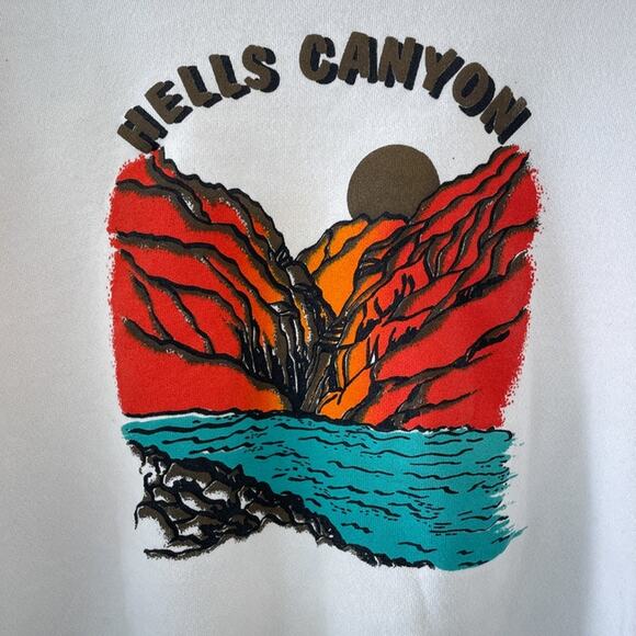 Vtg 90s HELLS CANYON Outdoor Nature Park Pullover Graphic Sweatshirt Hanes Sz XL - Picture 7 of 8